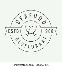 Vintage restaurant logo, badge or emblem. Vector illustration