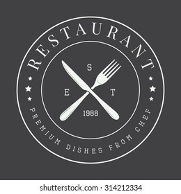 vintage restaurant logo, badge or emblem. Vector illustration