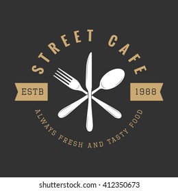 Vintage restaurant logo, badge or emblem. Vector illustration