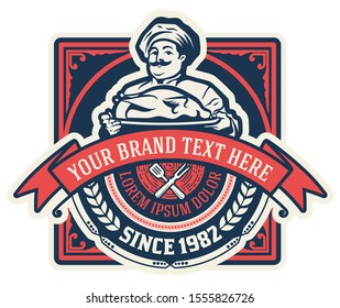 Vintage Restaurant Logo with Chef Illustration