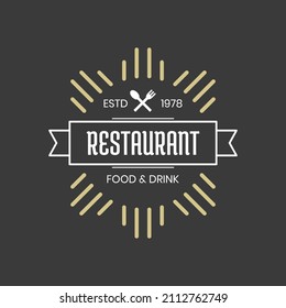 Vintage restaurant logo in dark background, Vector illustration
