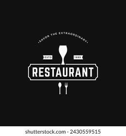 Vintage restaurant logo design with cutlery and cooking utensils.logo for business, label, badge.