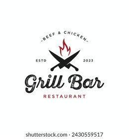 Vintage restaurant logo design with cutlery and cooking utensils.logo for business, label, badge.