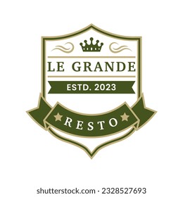 Vintage restaurant logo design template isolated. Restaurant ornament logo vector design element