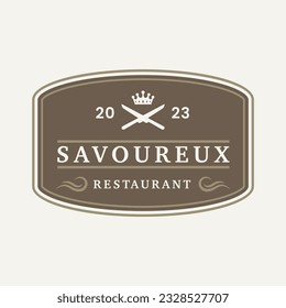 Vintage restaurant logo design template isolated. Restaurant ornament logo vector design element