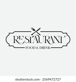 Vintage restaurant logo. Resto badge, poster with fork and knife. Vector emblem template