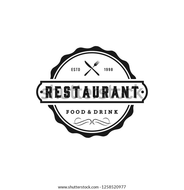 Vintage Restaurant Logo Template Circle Badge Stock Vector (Royalty ...