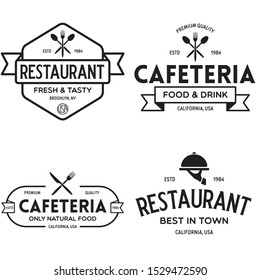 Vintage Restaurant Logos Design Templates Set. Vector design elements, Restaurant and Cafe icons. Vector illustration.