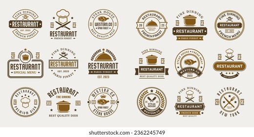 Vintage restaurant logos design templates collection. Restaurant ornament logo vector design elements set	