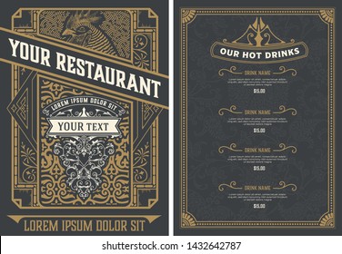 Plantilla de diseño de menú de restaurante de época. Vector en capas.