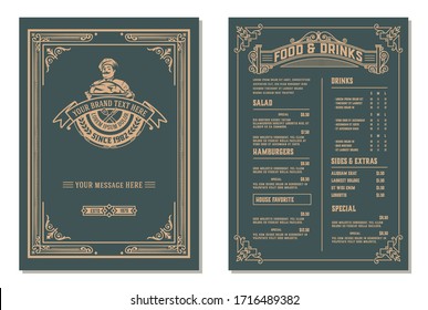 Vintage restaurant menu design template. Vector layered.