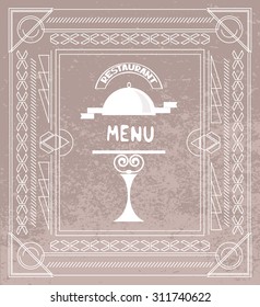 Vintage restaurant menu with line art design elements