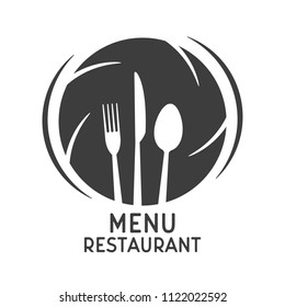 Vintage Restaurant menu logo - Fork, knife and spoon icons. Restaurant emblem. Template. Vector illustration