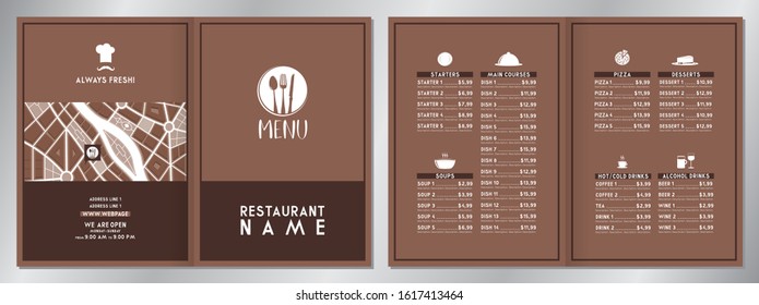 Vintage restaurant menu template - 2 x A4 size (210x297mm)