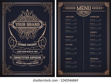 Vintage restaurant menu template. Vector layered