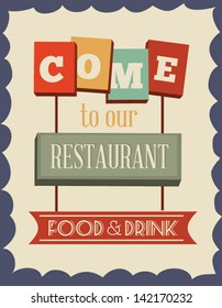 Vintage Restaurant Poster. Vector illustration.