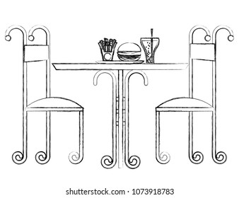 vintage restaurant table fast food and chairs