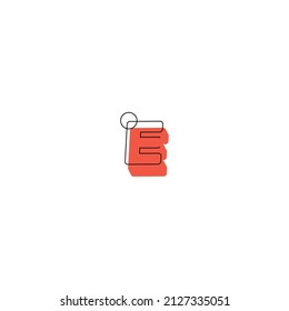 Vintage Retro 3D Asimetric Memphis Style E Letter Vector.