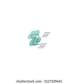Vintage Retro 3D Asimetric Memphis Style Z Letter Vector