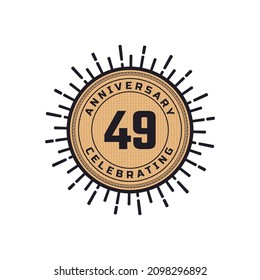 Vintage Retro 49 Year Anniversary Celebration with Firework Color. Happy Anniversary Greeting Celebrates Event Isolated on White Background
