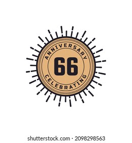 Vintage Retro 66 Year Anniversary Celebration with Firework Color. Happy Anniversary Greeting Celebrates Event Isolated on White Background