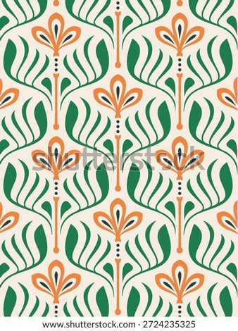 Vintage Retro 70s Daisy Modern Geometric Floral Pattern. wallpaper designs ,curtains design and also use in textile designs.