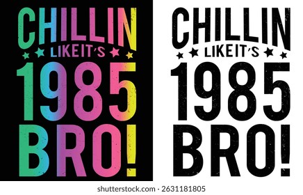 Vintage retro 80s design for t-shirt, bags, mugs, stickers, banner, poster, icon, logo etc. Fully Editable Print Ready Template - Vector.