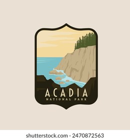 vintage retro acadia logo icon and symbol vector illustration design graphic template, national park logo with emblem vintage design template