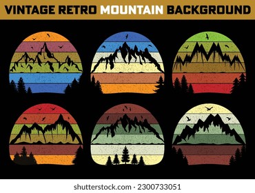 Vintage Retro Adventure Mountain Background Template, Stickers, Badge, Patch, T-shirt, Tees Design.