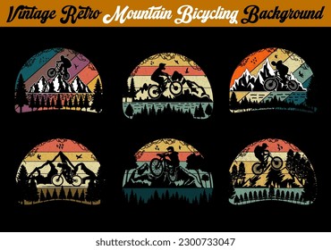 Vintage Retro Adventure Mountain Bicycling Background Template, Sticker, Badge, T-shirt, Tees Design