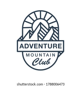 vintage retro Adventure mountain for clubs line art logo design vector template