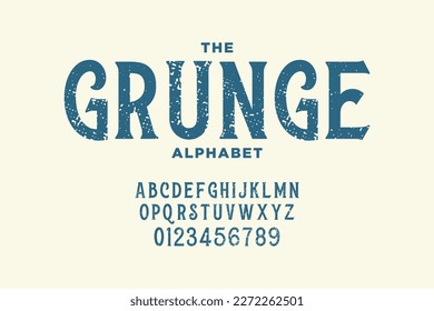 Vintage retro alphabet. Distressed grunge font. Retro typeface