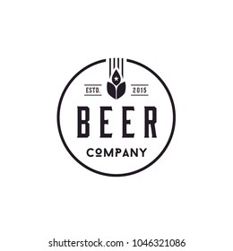 Vintage Retro American Beer Bourbon Brewery, Wheat Malt Beer Brewing Label logo design 