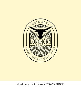 Vintage Retro American Buffalo Long Horn Logo Farm Ranch Design Inspiration