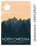 Vintage Retro American Great Forest Mountain. National park for outdoor adventure 2d Illustration