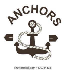 Vintage retro anchor badge and label