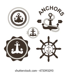 Vintage retro anchor badge and label