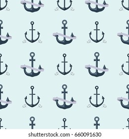 Vintage retro anchor badge vector seamless pattern sea ocean graphic nautical anchorage symbol illustration