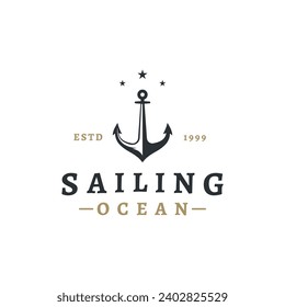 Vintage retro anchor logo.Logo for business, label, badge, nautical, shipping.