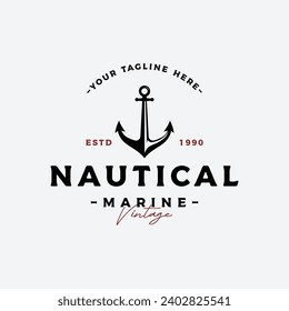 Vintage retro anchor logo.Logo for business, label, badge, nautical, shipping.