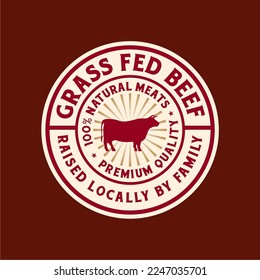 Vintage Retro Angus Cattle Livestock Beef Emblem Label logo design vector