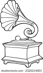 vintage retro antique gramophone hand drawing illustration vector