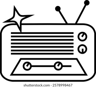 Vintage retro antique rustic classic old radio icon design vector symbol illustration