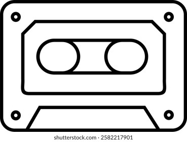 Vintage retro antique rustic classic old  Cassette tape, an analog magnetic tape recording format for audio recording and playback icon design vector symbol illustration.