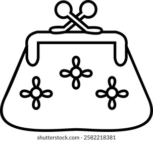 Vintage retro antique rustic classic old woman hand bag icon design vector symbol illustration