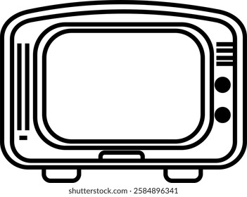 Vintage retro antique rustic classic old TV television icon design vector symbol illustration