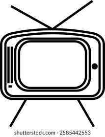 Vintage retro antique rustic classic old TV television with antenna and foot icon design vector symbol illustration