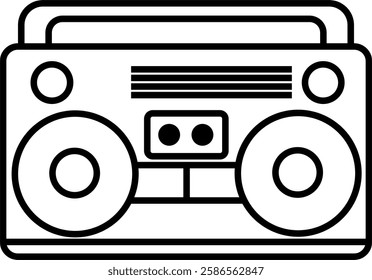 Vintage retro antique rustic classic old radio, music player icon design vector symbol illustration