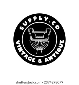 Vintage Retro Antique Vase Label Stamp Logo design vector