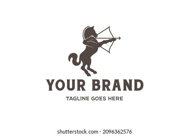 Vintage Retro Archer Archery Horse Stallion Logo Design